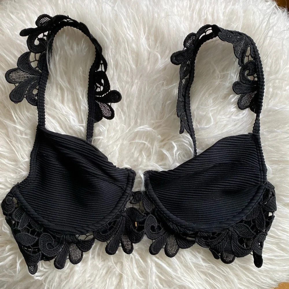 Black Lace Stretch Bralette, Small - Picture 1 of 5